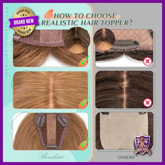 Real Human Hair Topper Clip In 8x10cm Silk Base Lightweight 30g main image 5